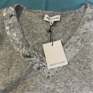 GIBSON LATIMER grey sequins oversized sweater size large